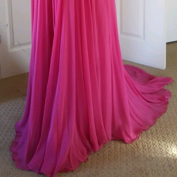 *$4000 NEW MONIQUE LHUILLIER STUNNING SILK LACE CHIFFON GOWN DRESS RUNWAY US 10 - Picture 4 of 12